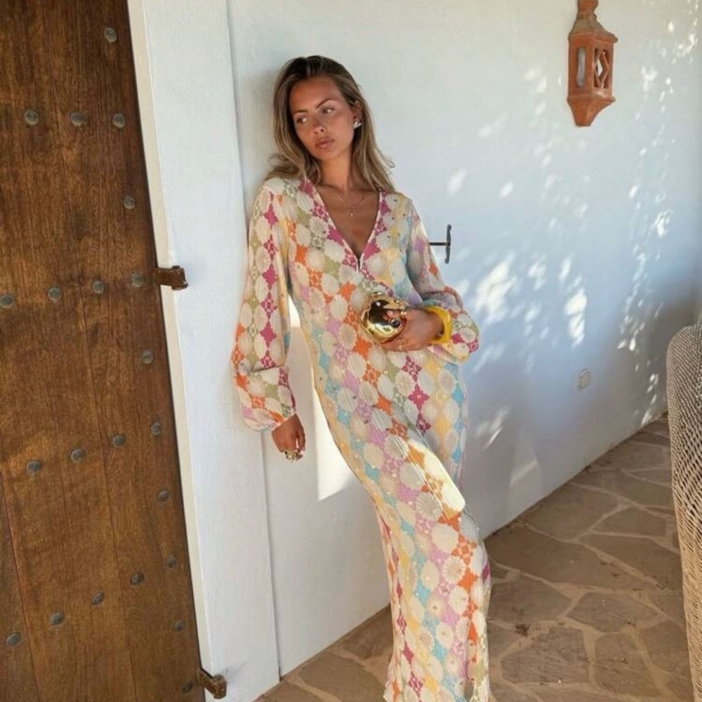 Colorful Geometric Maxi Dress